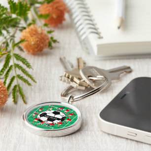 Personalized soccer ball and players keychain