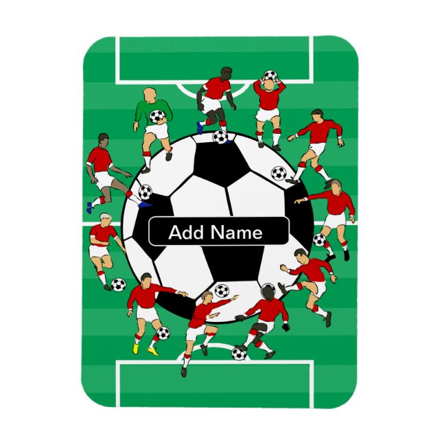 Personalized soccer ball and players magnet (Vertical)