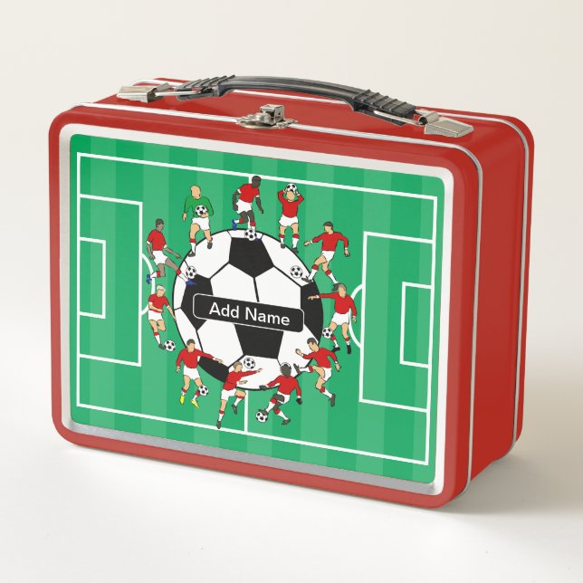 Personalized soccer ball and players metal lunch box (Front)
