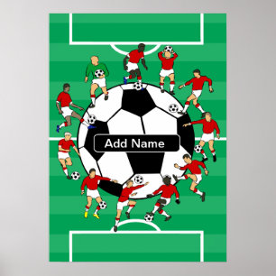 Personalized soccer ball and players poster