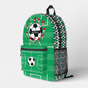 Personalized soccer ball and players printed backpack