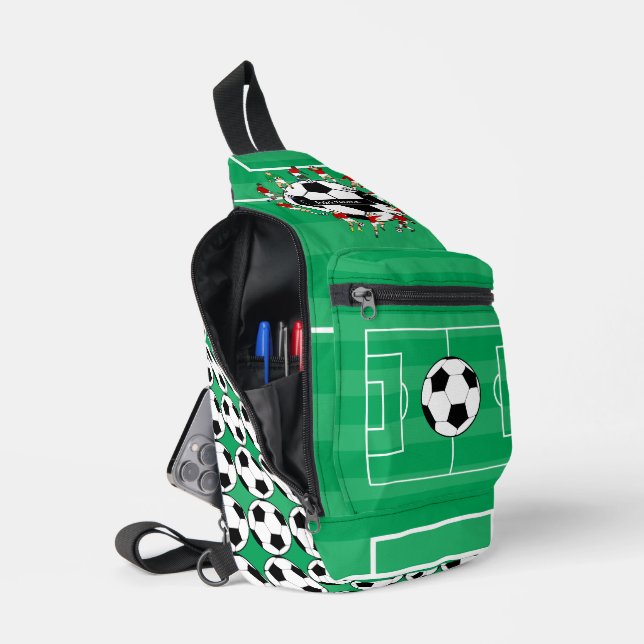 Personalized soccer ball and players sling bag (Open)