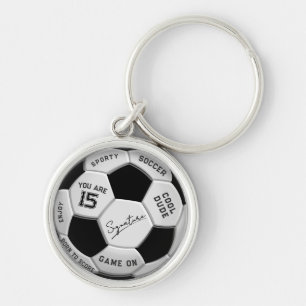 Personalized Soccer Ball Birthday Age Name Text Keychain