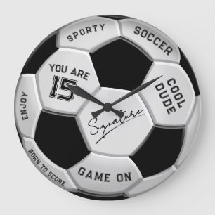 Personalized Soccer Ball Birthday Age Name Text Large Clock