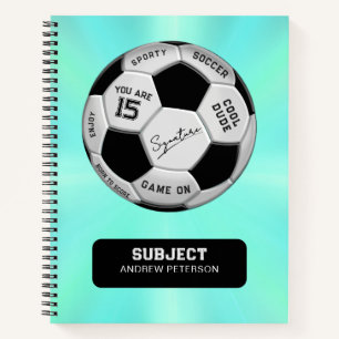 Personalized Soccer Ball Birthday Age Name Text Notebook