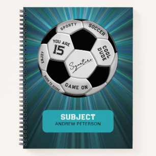 Personalized Soccer Ball Birthday    Age Name Text Notebook