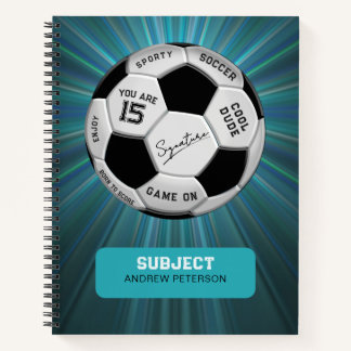 Personalized Soccer Ball Birthday  | Age Name Text Notebook