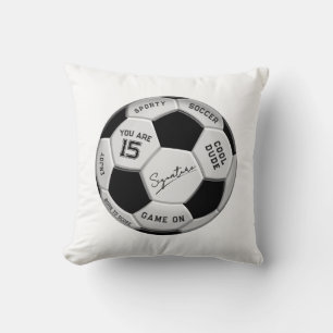 Personalized Soccer Ball Birthday Age Name Text Throw Pillow