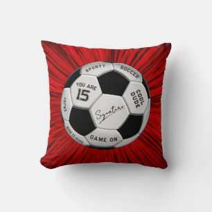 Personalized Soccer Ball Birthday   Age Name Text Throw Pillow