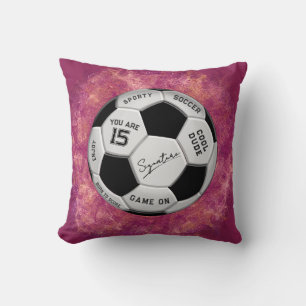 Personalized Soccer Ball Birthday    Age Name Text Throw Pillow