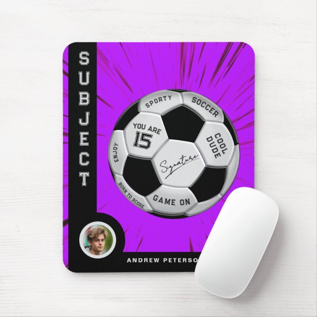Personalized Soccer Ball Bold Font Pink Milestone  Mouse Pad (With Mouse)