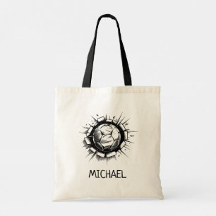 Personalized Soccer Ball Breaking Wall Football Tote Bag