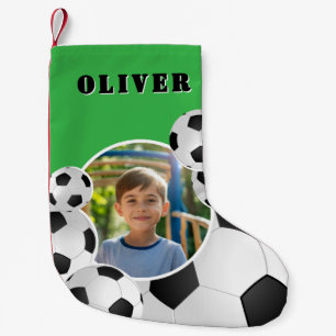 Personalized Soccer Ball Football Boy Photo  Small Christmas Stocking