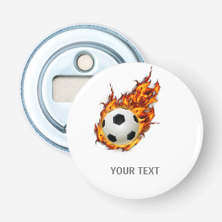 Personalized Soccer Ball on Fire Bottle Opener