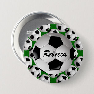 Personalized Soccer Ball on Football Pattern 3 Inch Round Button