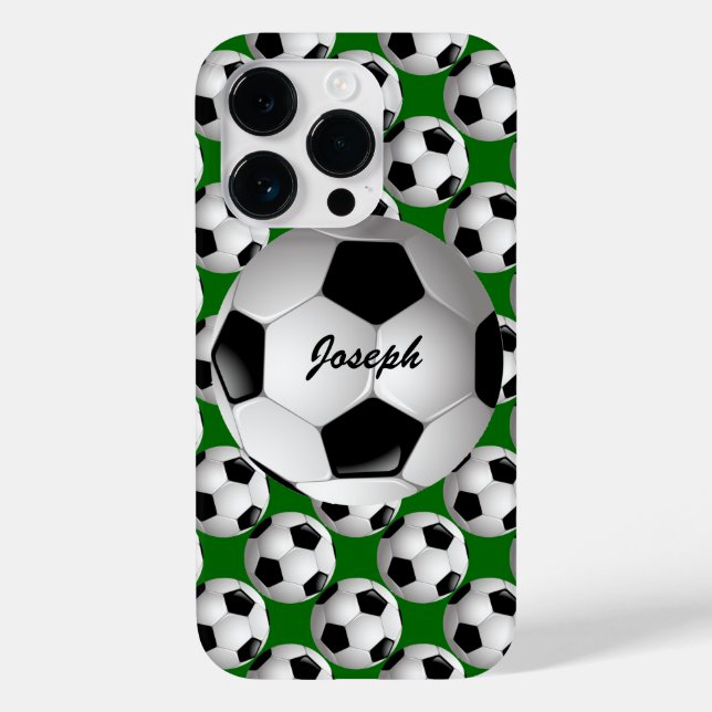 Personalized Soccer Ball on Football Pattern Case-Mate iPhone Case (Back)