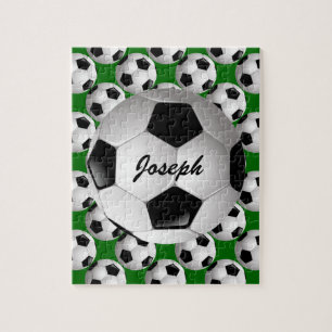 Personalized Soccer Ball on Football Pattern Jigsaw Puzzle