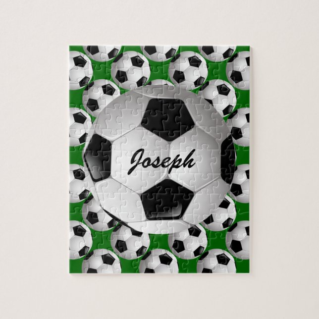 Personalized Soccer Ball on Football Pattern Jigsaw Puzzle (Vertical)