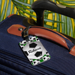 Personalized Soccer Ball on Football Pattern Luggage Tag