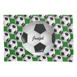 Personalized Soccer Ball on Football Pattern Pillowcase