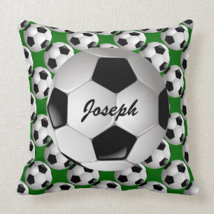 Personalized Soccer Ball on Football Pattern Throw Pillow