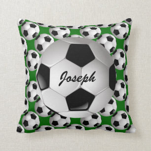Personalized Soccer Ball on Football Pattern Throw Pillow