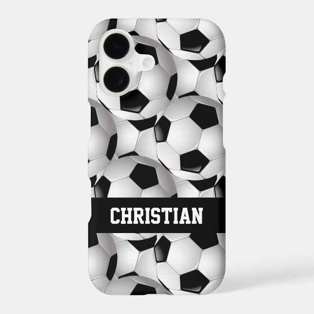 Personalized Soccer Ball Pattern Black White (Back)