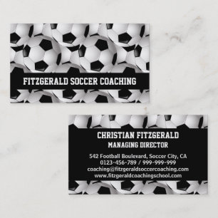 Personalized Soccer Ball Pattern Black White Business Card