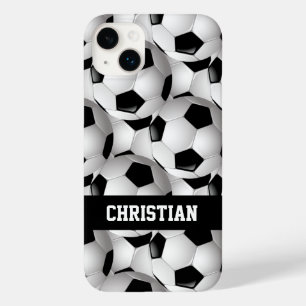 Personalized Soccer Ball Pattern Black White Case-Mate iPhone 14 Plus Case