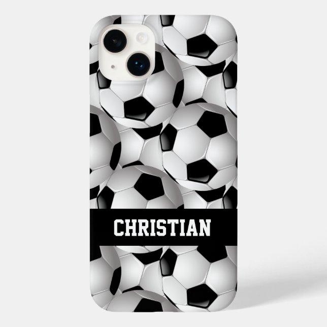 Personalized Soccer Ball Pattern Black White Case-Mate iPhone Case (Back)
