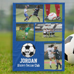 Personalized Soccer Ball Photo Collage Name # Team Fleece Blanket<br><div class="desc">This personalized custom soccer fleece blanket features your 5 photos, player's name, jersey number and team name. Personalize with action shots, a team photo, etc. Easily change the background colour to match your team's colours - just click "customize it" and then the small eye dropper. The perfect photo collage to...</div>
