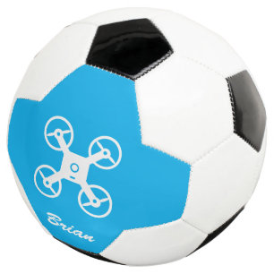 Personalized soccer ball with drone copter logo