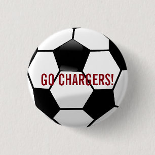 Personalized Soccer Ball with Team Name and Number 1 Inch Round Button