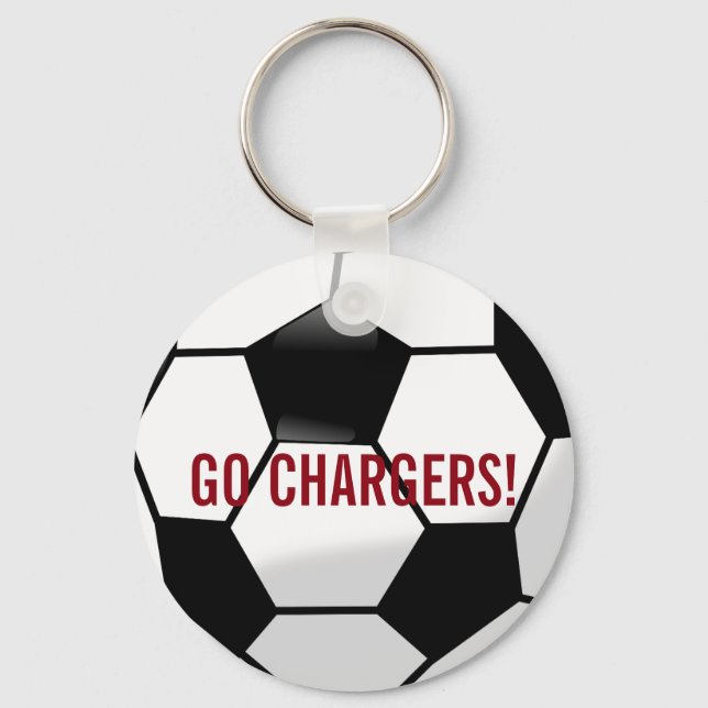 Personalized Soccer Ball with Team Name and Number Keychain (Front)
