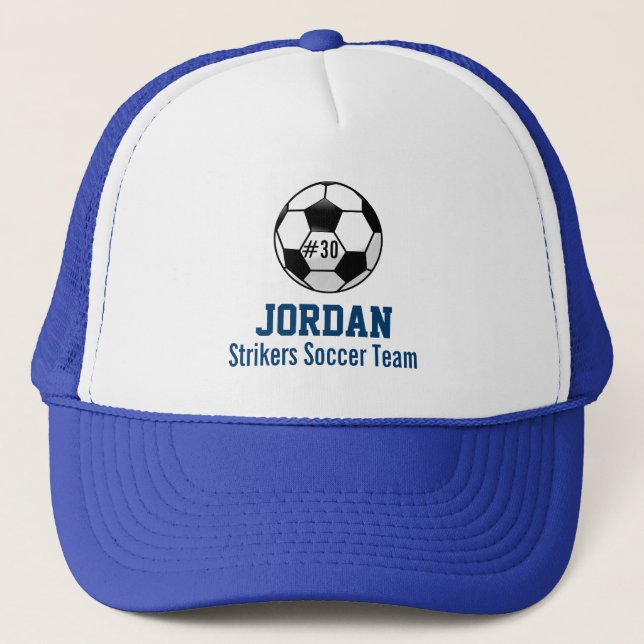 Personalized Soccer Ball with Team Name and Number Trucker Hat (Front)