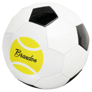 Personalized soccer ball with tennis ball logo