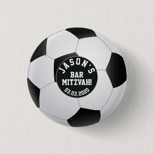 Personalized Soccer Bar Mitzvah Favour 1 Inch Round Button