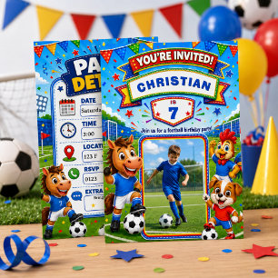 Personalized Soccer Birthday Photo Invitation
