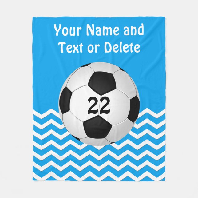 Personalized Soccer Blanket, Your Text and Colours Fleece Blanket (Front)