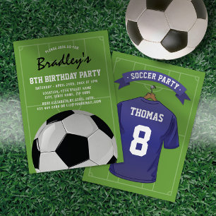 Personalized Soccer Blue Jersey Birthday Invitation