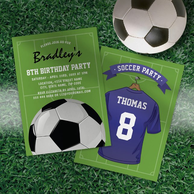 Personalized Soccer Blue Jersey Birthday Invitation (Creator Uploaded)
