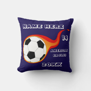 Personalized Soccer blue Pillow with Player's Name