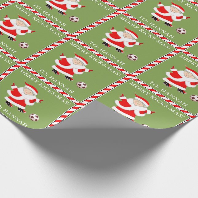 Personalized Soccer Christmas Wrapping Paper (Corner)