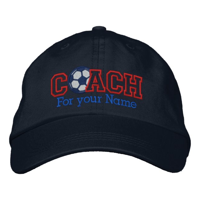 Personalized Soccer Coach with your name Embroidered Hat (Front)