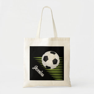 Personalized soccer design with name and ball tote bag