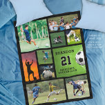 Personalized Soccer Football Photo Collage Fleece Blanket<br><div class="desc">Create your own personalized, custom colour soccer photo blanket utilizing this photo collage template with 10 pictures and the player name, number and team or club name in your choice of background colour (shown in black). CHANGES: You can change the background colour or text font style, colour, size and placement...</div>