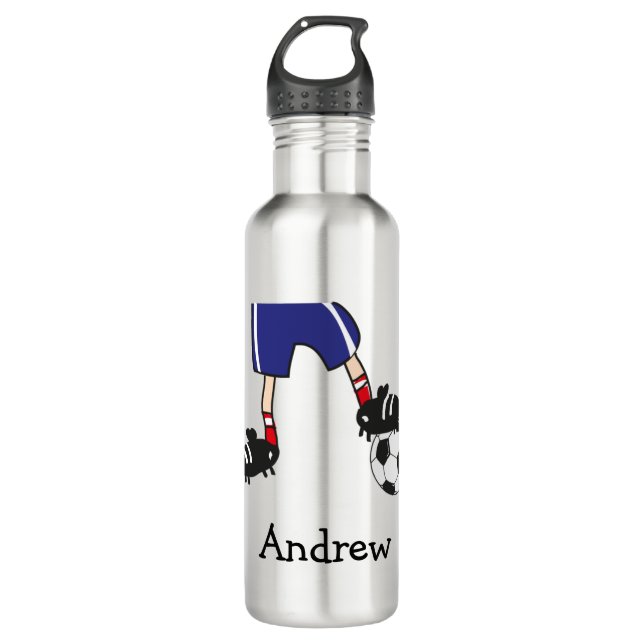 Personalized Soccer Football Player Cartoon 710 Ml Water Bottle (Front)