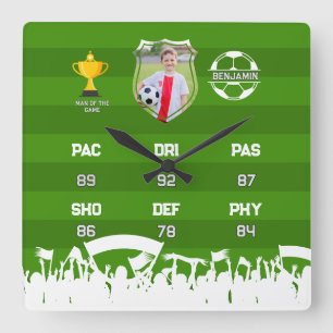 Personalized Soccer Gift For Kids, Custom Fut Card Square Wall Clock