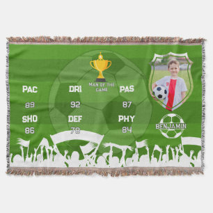 Personalized Soccer Gift For Kids, Custom Fut Card Throw Blanket