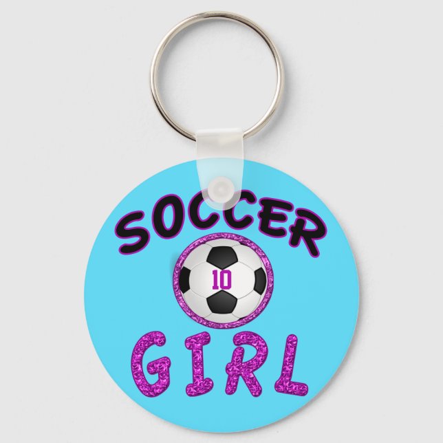 Personalized Soccer Gifts for Girls Team or Player Keychain (Front)